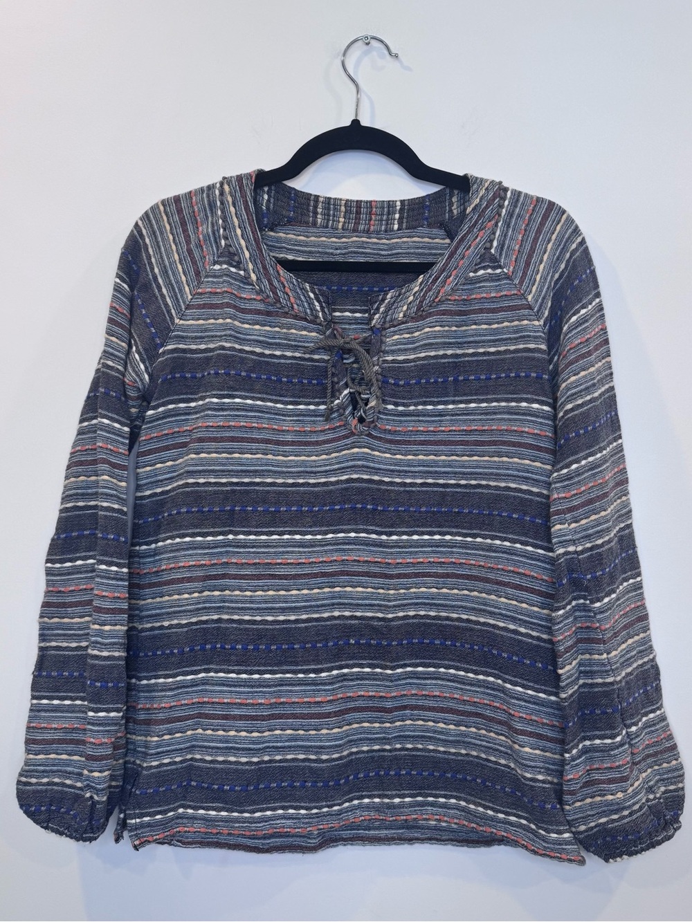 Denim & Supply Ralph Lauren boho western stripes cotton blouse tie front